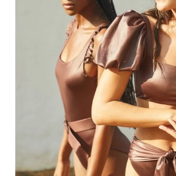 AGUA BENDITO | $255 Nicolette Bronzo 7335 Brown One Piece Swimsuit with Belt M - Picture 6 of 14
